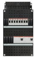 ABB Hafonorm installatiekast 3-fasen, 8 groepen, 2 ALS, HS 40A, 2P, 24mod, kunststof, hxbxd 405x220x90mm, inbouwd. 0-45mm, IP20