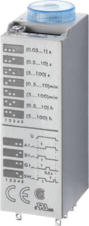 Finder Miniatuur tijdrelais, 2 wisselcontacten 10 A/250VAC, multifunctie, 24VAC/DC, insteekbaar in voeten 94.02/03/04/82/82.3/84.3