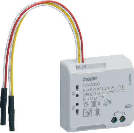Hager Coviva KNX-RF schakelactor inbouwmodule zonder nul 230V, 2-draads, 2-V in, 1-V 230V 4A uit