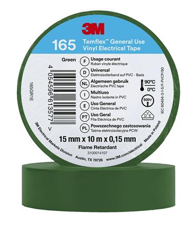 TAPE VINYL 165 15MMX10M GRØN 