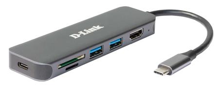 USB-C HUB, 6-I-1, MED HDMI & KORT LÆSER 