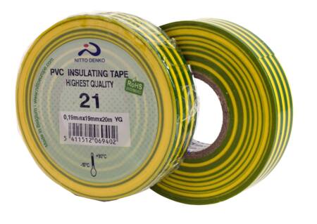 TAPE 21 PVC 15MMX10M GUL/GRØN 