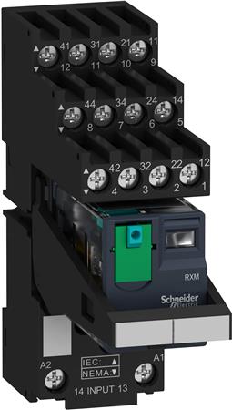 RXM RELÆ M/SOKKEL+LED+TEST 4C/O 24VDC 