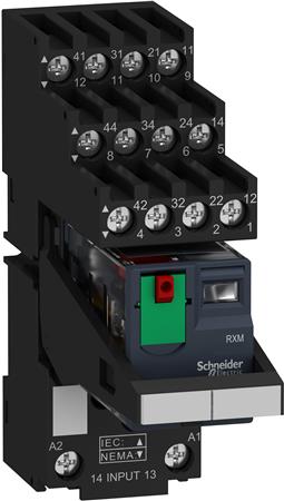 RXM RELÆ M/SOKKEL+LED+TEST 4C/O 230VAC 