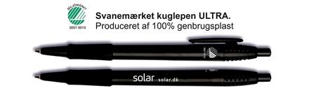 KUGLEPEN ULTRA SORT MED HVID SOLAR TRYK 