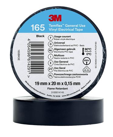 TAPE VINYL 165 19MMX20M SORT 