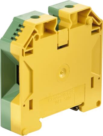 Weidmuller W-Series aardrijgklem, schroefaansluiting, aansluitpositie zij, DIN-rail 35 mm, raster 18.5mm, lengte 69.6mm, groen/geel