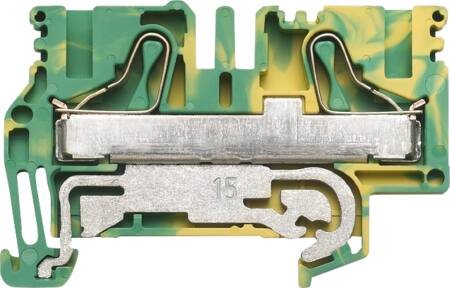Weidmuller P-series aardrijgklem, steekaansluiting, aansluitpositie boven, DIN-rail 35 mm, raster 8.1mm, lengte 40.5mm, groen/geel