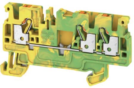 Weidmuller A-series aardrijgklem, steekaansluiting, aansluitpositie boven, DIN-rail 35 mm, raster 5.1mm, lengte 36.5mm, groen/geel