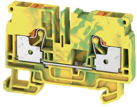 Weidmuller A-series aardrijgklem, steekaansluiting, aansluitpositie boven, DIN-rail 35 mm, raster 8.1mm, lengte 45.5mm, groen/geel