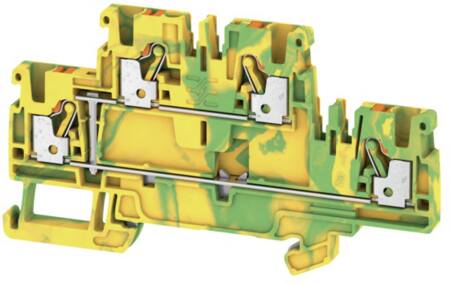 Weidmuller A-series aardrijgklem, steekaansluiting, aansluitpositie boven, DIN-rail 35 mm, raster 5.1mm, lengte 50.5mm, groen/geel